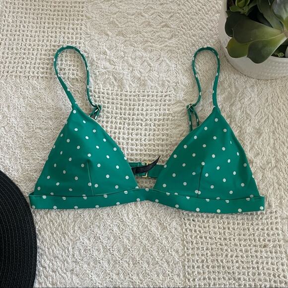 SUMMERSALT Green Polka Dot Classic Triangle Bikini Top Size 6 NWOT - Picture 2 of 7